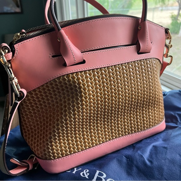Dooney & Bourke Beacon Woven Pink and Tan Satchel - Picture 6 of 13